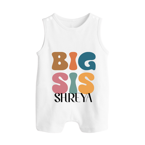 Big Sis Romper suit/sleeveless romper | Custom Baby Romper suit/sleeveless romper for the Big Sister - WHITE - 0 - 5 Months Old (Chest 18")