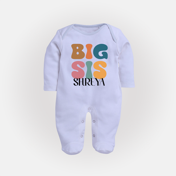 Big Sis Sleep suit/full sleeve body suit | Custom Baby Sleep suit/full sleeve body suit for the Big Sister - BABY BLUE - New Born (Chest 7.5")