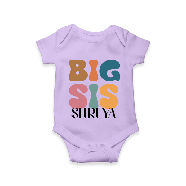 Big Sis Romper/onesie | Custom Baby Romper/onesie for the Big Sister - LILAC - New Born (Chest 14")