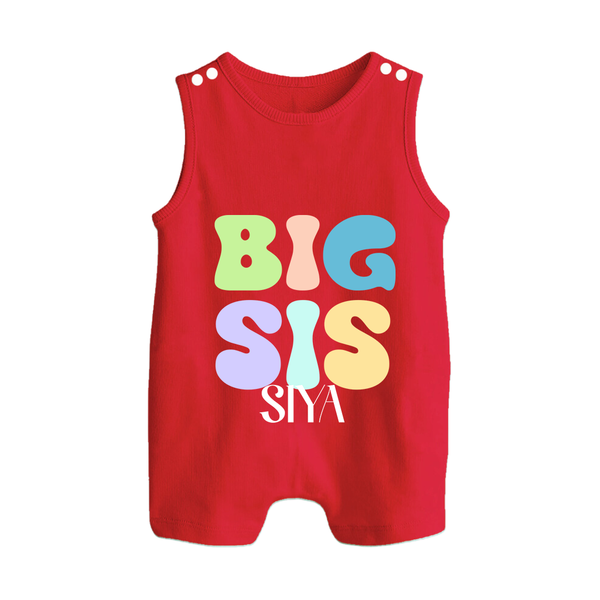 Big Sis Romper suit/sleeveless romper | Custom Baby Romper suit/sleeveless romper for the Big Sister - RED - 0 - 5 Months Old (Chest 18")