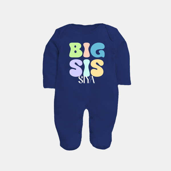 Big Sis Sleep suit/full sleeve body suit | Custom Baby Sleep suit/full sleeve body suit for the Big Sister - NAVY BLUE - New Born (Chest 7.5")