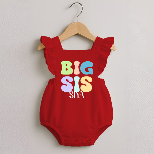 Big Sis Romper Frock | Custom Romper Frock for the Big Sister - RED - 0 - 3 Months Old (Chest 19")