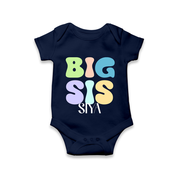Big Sis Romper/onesie | Custom Baby Romper/onesie for the Big Sister - NAVY BLUE - New Born (Chest 14")