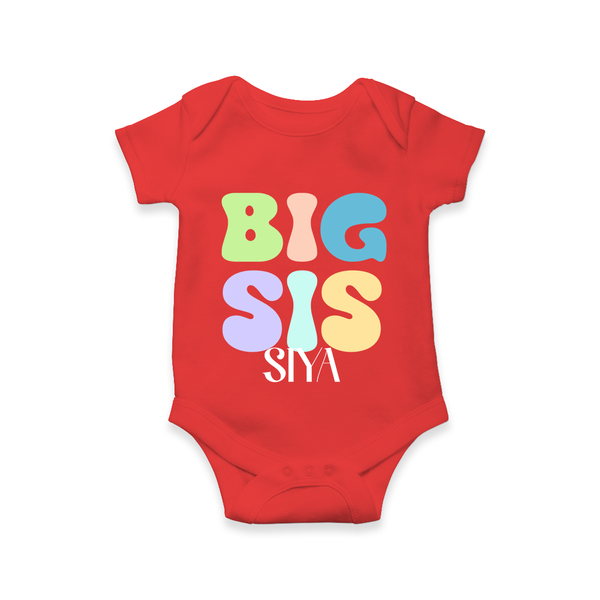 Big Sis Romper/onesie | Custom Baby Romper/onesie for the Big Sister - RED - New Born (Chest 14")