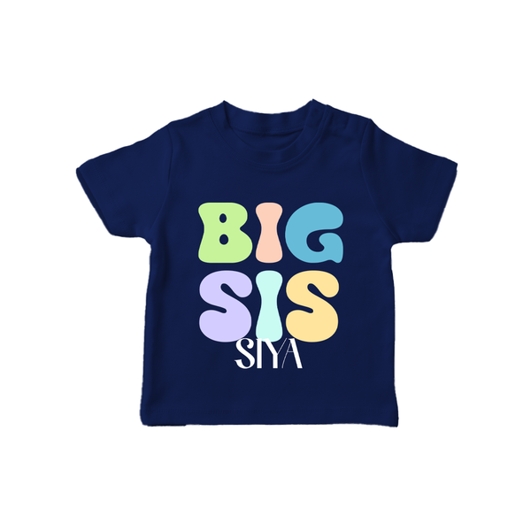 Big Sis T-shirt | Custom Baby T-shirt for the Big Sister - NAVY BLUE - 0-5 Months Old (Chest 17")