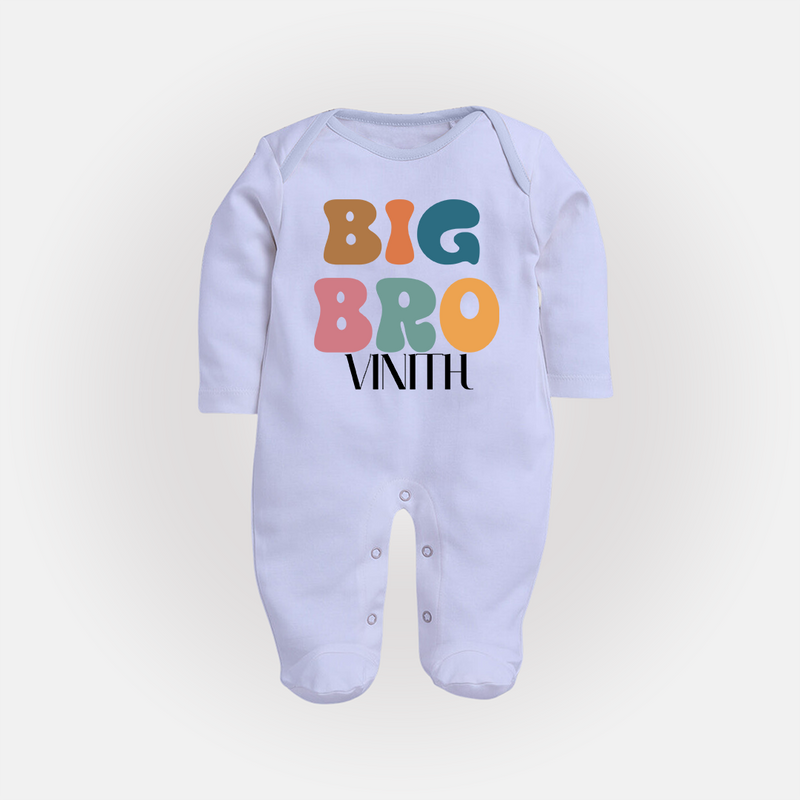 Big Bro Sleep suit/full sleeve body suit | Personalized Baby Sleep suit/full sleeve body suit for the Big Brother - BABY BLUE - New Born (Chest 7.5")