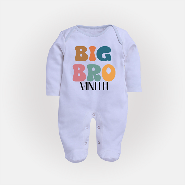 Big Bro Sleep suit/full sleeve body suit | Personalized Baby Sleep suit/full sleeve body suit for the Big Brother - BABY BLUE - New Born (Chest 7.5")