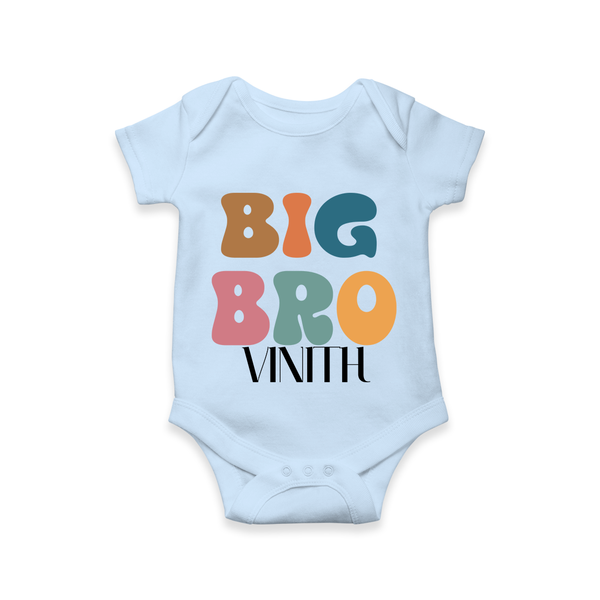 Big Bro Romper/onesie | Personalized Baby Romper/onesie for the Big Brother - BABY BLUE - New Born (Chest 14")