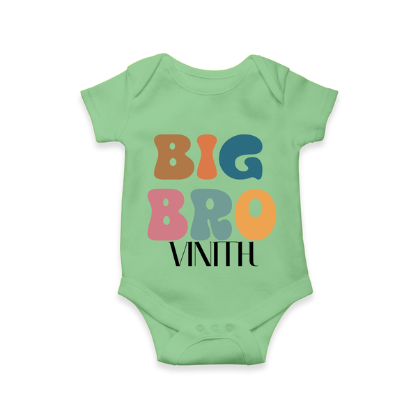 Big Bro Romper/onesie | Personalized Baby Romper/onesie for the Big Brother - GREEN - New Born (Chest 14")