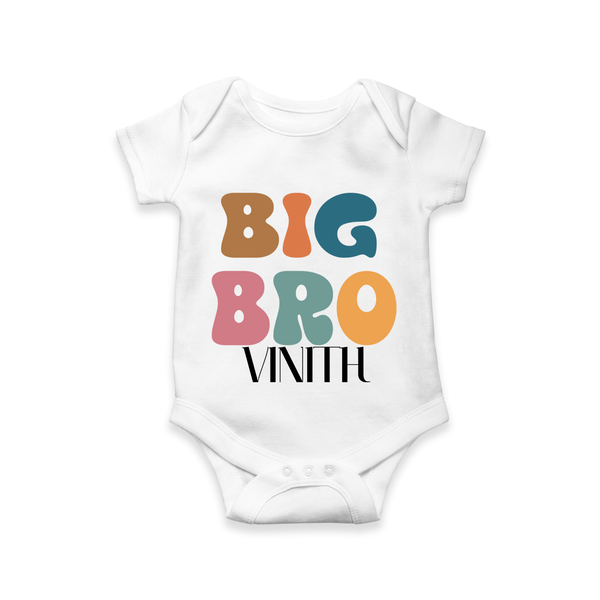 Big Bro Romper/onesie | Personalized Baby Romper/onesie for the Big Brother - WHITE - New Born (Chest 14")