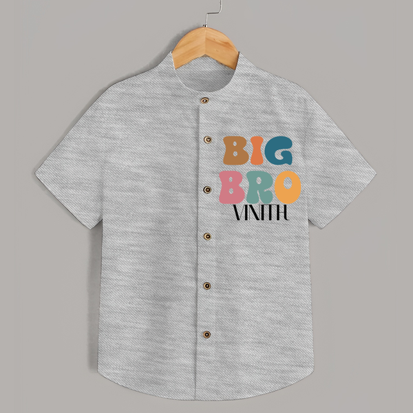 Big Bro Shirt | Personalized Baby Shirt for the Big Brother - GREY - 0 - 6 Months Old (Chest 23")
