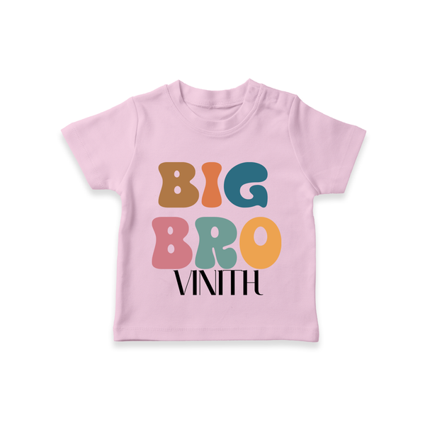 Big Bro T-shirt | Personalized Baby T-shirt for the Big Brother - BABY PINK - 0-5 Months Old (Chest 17")