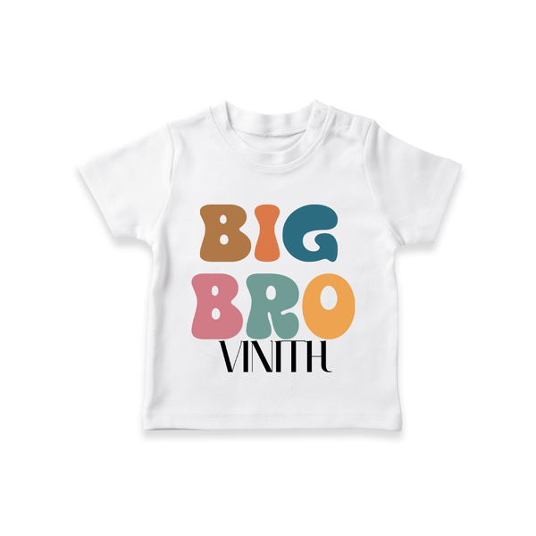 Big Bro T-shirt | Personalized Baby T-shirt for the Big Brother - WHITE - 0-5 Months Old (Chest 17")