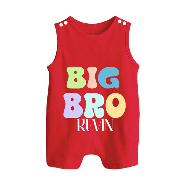 Big Bro Romper suit/sleeveless romper | Personalized Baby Romper suit/sleeveless romper for the Big Brother - RED - 0 - 5 Months Old (Chest 18")