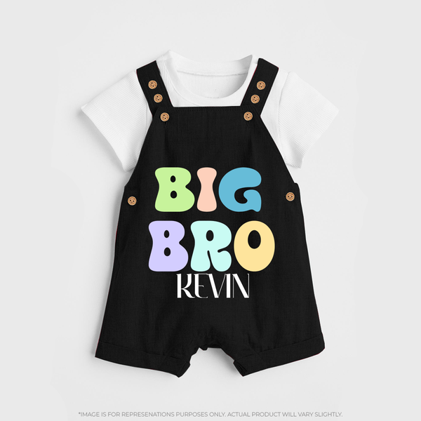 Big Bro Dungaree Set | Personalized Baby Dungaree Set for the Big Brother - BLACK - 0 - 5 Months Old (Chest 18")