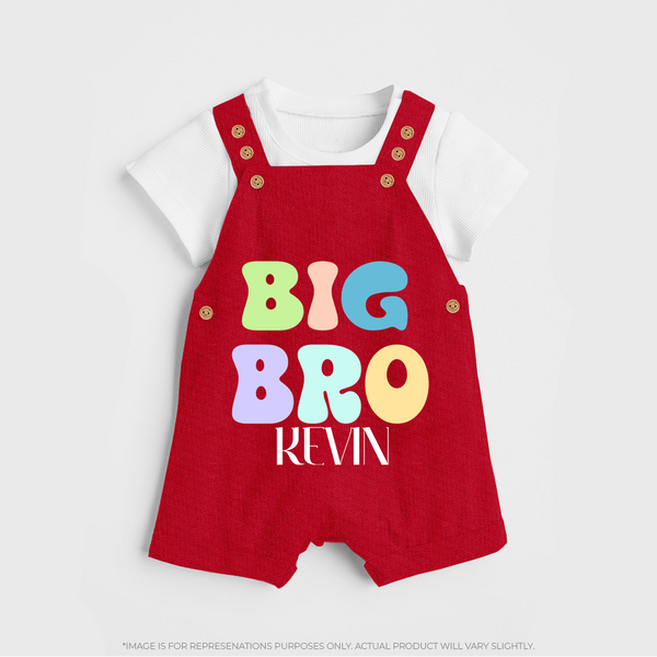 Big Bro Dungaree Set | Personalized Baby Dungaree Set for the Big Brother - RED - 0 - 5 Months Old (Chest 18")