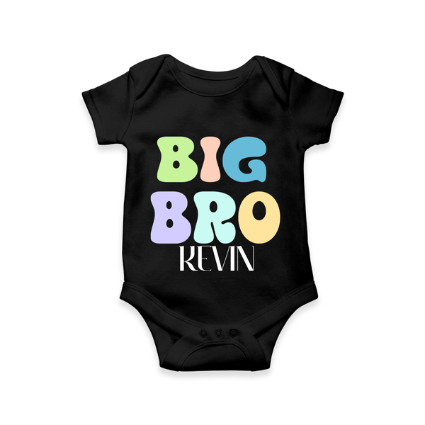 Big Bro Romper/onesie | Personalized Baby Romper/onesie for the Big Brother - BLACK - New Born (Chest 14")