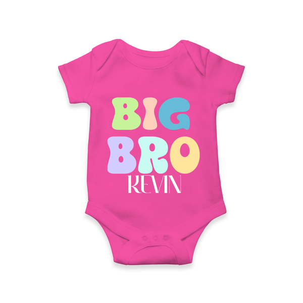 Big Bro Romper/onesie | Personalized Baby Romper/onesie for the Big Brother - HOT PINK - New Born (Chest 14")