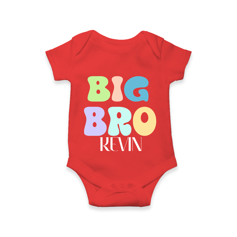 Big Bro Romper/onesie | Personalized Baby Romper/onesie for the Big Brother - RED - New Born (Chest 14")