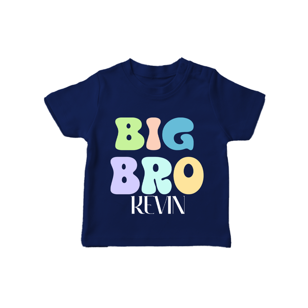 Big Bro T-shirt | Personalized Baby T-shirt for the Big Brother - NAVY BLUE - 0-5 Months Old (Chest 17")