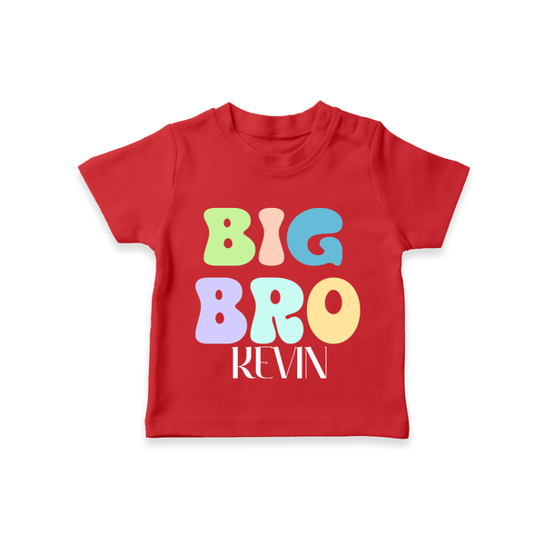 Big Bro T-shirt | Personalized Baby T-shirt for the Big Brother - RED - 0-5 Months Old (Chest 17")