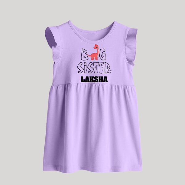 Big Sister Baby Frock | Personalized Baby Frock for the Big Sister - LILAC - 0 - 3 Months Old (Chest 17")