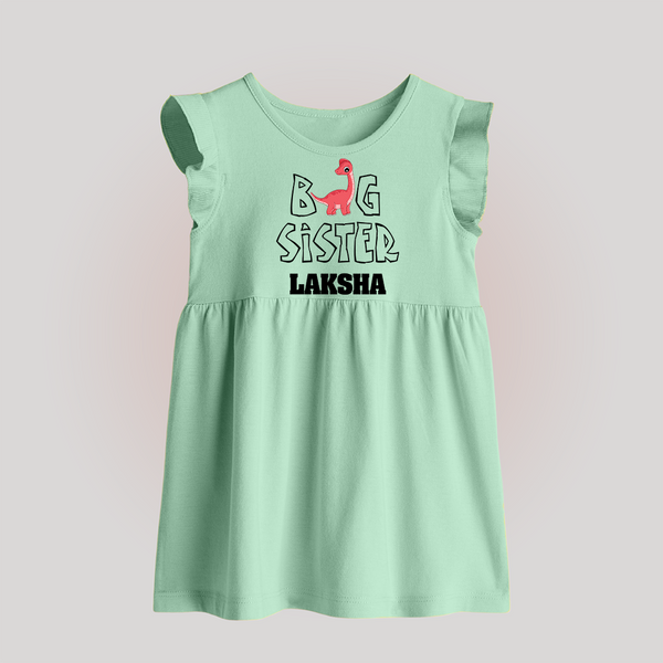 Big Sister Baby Frock | Personalized Baby Frock for the Big Sister - MINT GREEN - 0 - 3 Months Old (Chest 17")