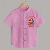 Our First Raksha Bandhan Sibling Shirt – brother & sister holding Rakhi. - BABY PINK - 0 - 6 Months Old (Chest 23")