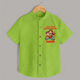 Our First Raksha Bandhan Sibling Shirt – brother & sister holding Rakhi. - LIME GREEN - 0 - 6 Months Old (Chest 23")