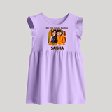 Our First BhaiDooj Together Baby Frock – happy siblings hugging. - LILAC - 0 - 3 Months Old (Chest 17")