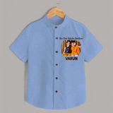 Our First BhaiDooj Together Shirt – happy siblings hugging. - SKY BLUE - 0 - 6 Months Old (Chest 23")