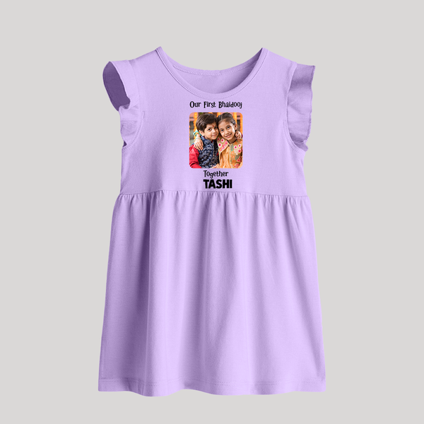 My First Rakhi Baby Girl Cute Graphic Baby Frock – baby with my first rakhi illustration. - LILAC - 0 - 3 Months Old (Chest 17")