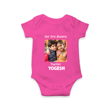 My First Rakhi Baby Girl Cute Graphic Romper  – baby with my first rakhi illustration. - HOT PINK - New Born (Chest 14")