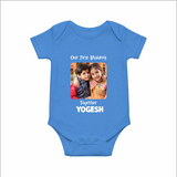 My First Rakhi Baby Girl Cute Graphic Romper  – baby with my first rakhi illustration.
