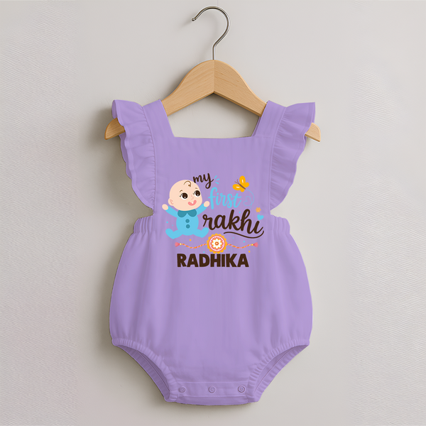 Happy Rakhi Baby Siblings Graphic Romper Frock – playful sibling interaction with Rakhi. - LILAC - 0 - 3 Months Old (Chest 19")