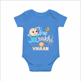 Happy Rakhi Baby Siblings Graphic Romper  – playful sibling interaction with Rakhi.