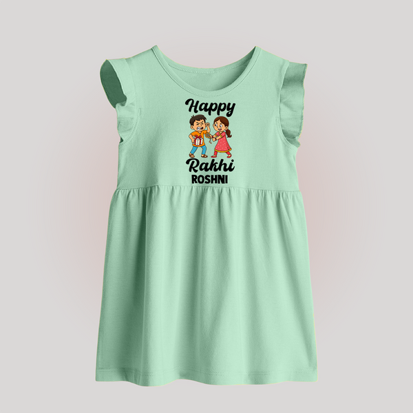 First Rakhi Celebration Baby Baby Frock– general Rakhi theme for baby. - MINT GREEN - 0 - 3 Months Old (Chest 17")