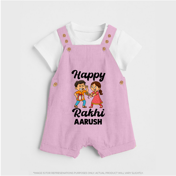 First Rakhi Celebration Baby Dungaree– general Rakhi theme for baby. - BABY PINK - 0 - 5 Months Old (Chest 18")