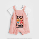 First Rakhi Celebration Baby Dungaree– general Rakhi theme for baby. - PEACH - 0 - 5 Months Old (Chest 18")