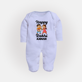 First Rakhi Celebration Baby Fullbody Suit– general Rakhi theme for baby. - BABY BLUE - New Born (Chest 7.5")