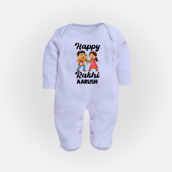 First Rakhi Celebration Baby Fullbody Suit– general Rakhi theme for baby. - BABY BLUE - New Born (Chest 7.5")