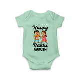 First Rakhi Celebration Baby Romper – general Rakhi theme for baby. - MINT GREEN - New Born (Chest 14")