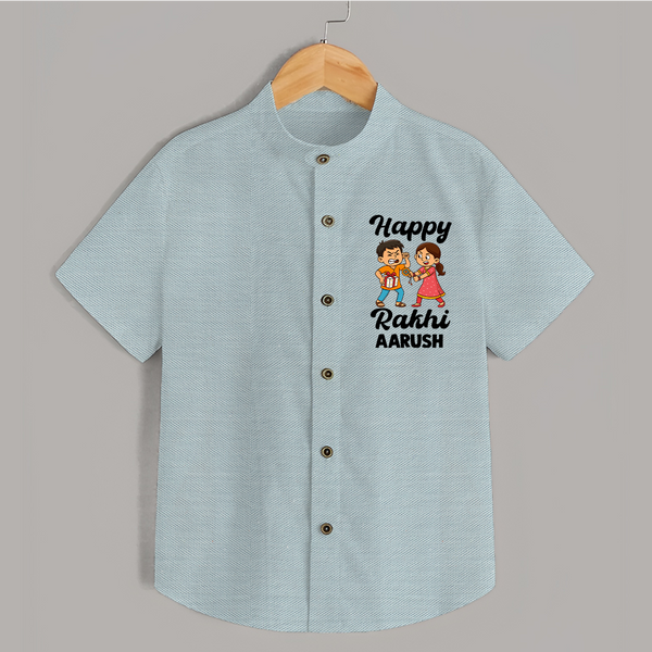 First Rakhi Celebration Baby Shirt– general Rakhi theme for baby. - ARCTIC BLUE - 0 - 6 Months Old (Chest 23")