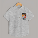 First Rakhi Celebration Baby Shirt– general Rakhi theme for baby. - GREY - 0 - 6 Months Old (Chest 23")