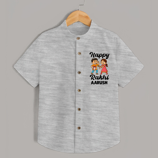 First Rakhi Celebration Baby Shirt– general Rakhi theme for baby. - GREY - 0 - 6 Months Old (Chest 23")