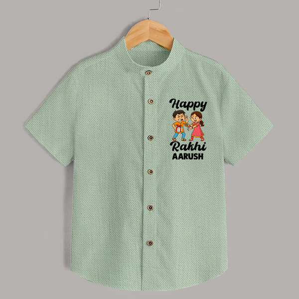 First Rakhi Celebration Baby Shirt– general Rakhi theme for baby. - MINT GREEN - 0 - 6 Months Old (Chest 23")