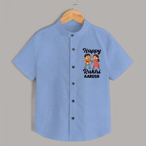 First Rakhi Celebration Baby Shirt– general Rakhi theme for baby. - SKY BLUE - 0 - 6 Months Old (Chest 23")