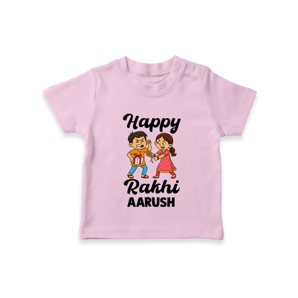 First Rakhi Celebration Baby TShirt– general Rakhi theme for baby. - BABY PINK - 0-5 Months Old (Chest 17")