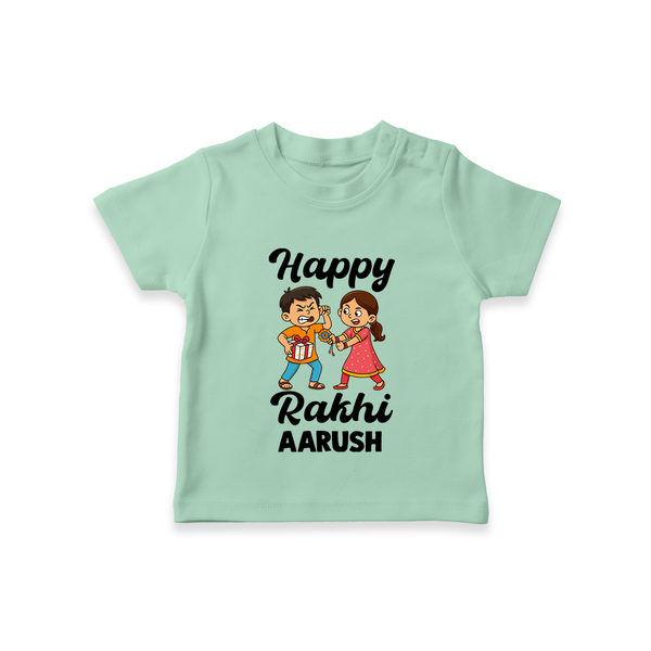 First Rakhi Celebration Baby TShirt– general Rakhi theme for baby. - MINT GREEN - 0-5 Months Old (Chest 17")