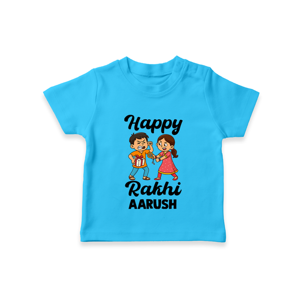 First Rakhi Celebration Baby TShirt– general Rakhi theme for baby. - SKY BLUE - 0-5 Months Old (Chest 17")